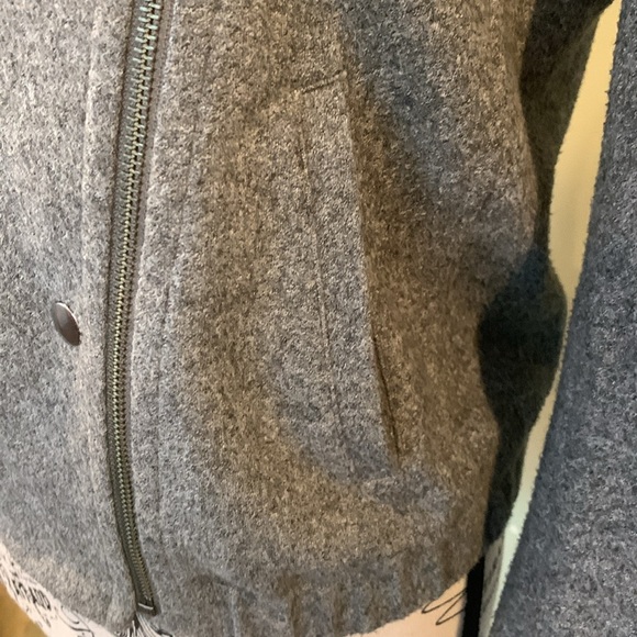 LOFT Gray Flannel Moto Bomber Short Lightweight Jacket Women’s XS Extra Small - Picture 3 of 9